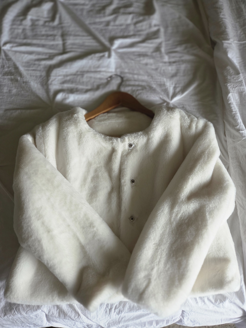 Womens Luxury Faux Fur Cream Jacket